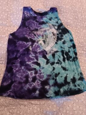 Black Matter Tie-Dye Moon Fairy Tank Top - Purple & Teal